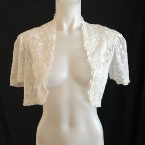 ❤️SOLD❤️ Antique Edwardian Sheer Cotton Embroidered Eyelet & Lace Bolero Shrug